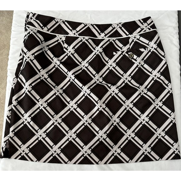 EP Pro Golf Skort Womens Size 12 Abstract Brown White Printed Lined Skirt EUC - Picture 2 of 6